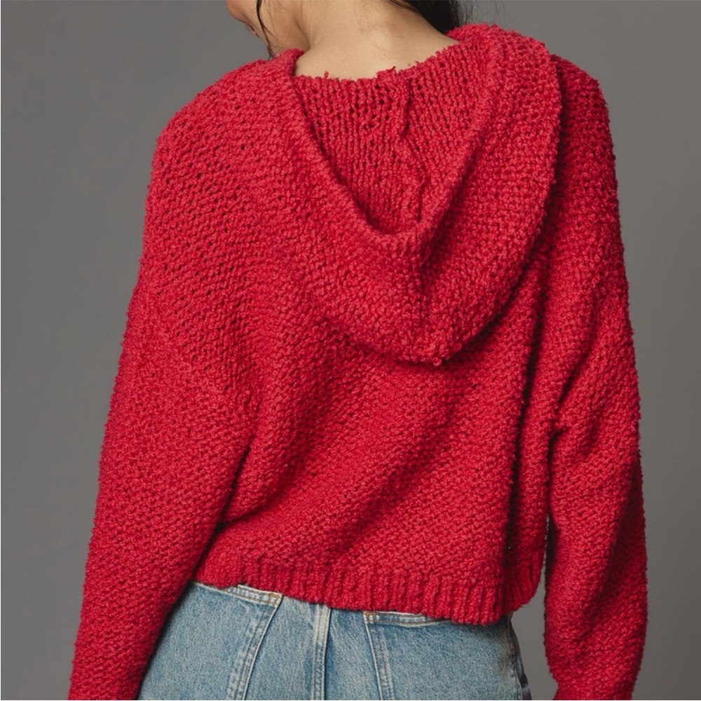 BOGO! Anthropologie Pilcro Sailcloth Oversized Hooded Sweater Red Size Medium - Picture 3 of 9